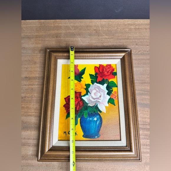 Gorgeous Vintage Still Life Oil Painting By M. Gris Bouquet of Roses Art Work - Picture 7 of 7